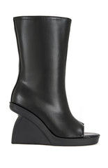 Women's Nolia Black Wedge Peep Toe Booties