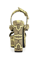 Women's Tarynn Yellow Snake Block Sandals