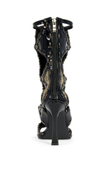 Women's Indrani Black Gladiator Stiletto Sandal Booties
