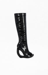 Women's Camilla Black Croc Wedge Boots