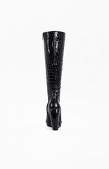 Women's Camilla Black Croc Wedge Boots