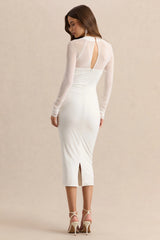 Kaelina | White Square-Neck Midi Dress