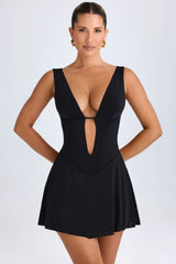 Plunge Cut-Out Mini Dress In Black