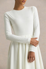 Bellamy | Cream Crew-Neck Long Sleeve Midi Dress
