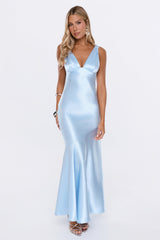 Pretty Society Satin Maxi Dress Blue