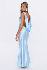 Pretty Society Satin Maxi Dress Blue