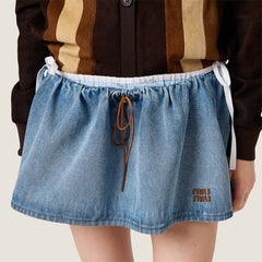 MiuMiu Navy Cropped Washed Denim Jacket and Miniskirt #386265
