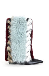 Briash Blue Faux Fur Booties