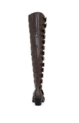 Braulia Brown Crocodile Faux Leather Over The Knee Boots