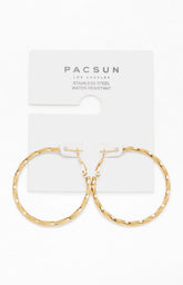 Gold Stainless Steel Twisted Hoop Earrings