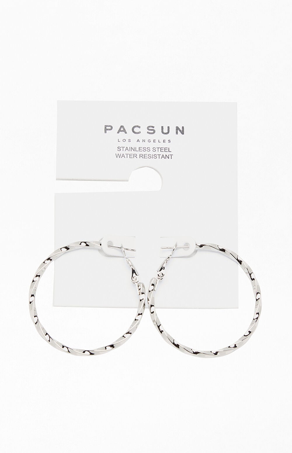 Silver Stainless Steel Twisted Hoop Earrings