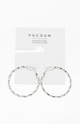 Silver Stainless Steel Twisted Hoop Earrings