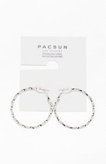 Silver Stainless Steel Twisted Hoop Earrings