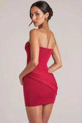 Bandeau Bodycon Mini Dress In Cherry Red