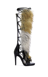 Women's Stamos Brown Faux Fur Gladiator Sandals