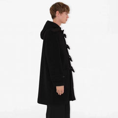 Burberry Men's And Women's Fall/winter Fashion Classic Solid Color Hooded Horn Button Mid Length Coat Trench Jacket #79429