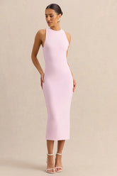 Mirana | Light Pink High-Neck Midi-Dress