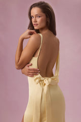 Satin Draped Bridesmaid Dress In Butter