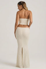 Embellished Cut-Out Draped Corset Gown In White