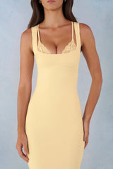 Modal Lace-Trim Midaxi Dress In Butter Yellow