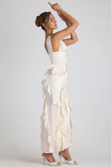 Ruffle-Trim Corset Maxi Dress In Ivory