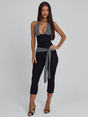 Malani Capri Jumpsuit Black Stripe