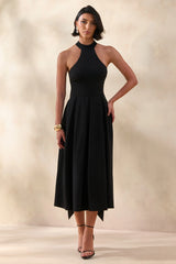Rhode | Black Halter-Neck Midi Dress