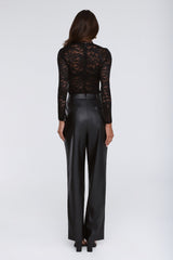Tempting Details Sheer Long Sleeve Lace Top Black