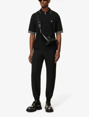 PRADA Logo-Embroidered Knitted Polo Shirt #379644