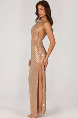 Embellished Maxi Dress In Gold