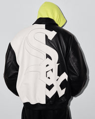 Supreme x Chicago White Sox FW25 WEEK5 Men's and Women's Leather Logo Patch Zipper Closure Varsity Jacket #332978