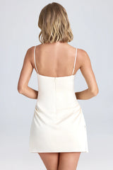 Draped A-Line Mini Dress In Ivory