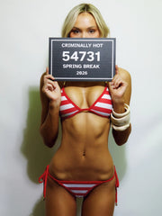 Nicolette Bikini Top Red White Stripe