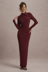 Hespera | Port High-Neck Long-Sleeve Gathered Maxi Dress