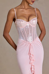 Embellished Lace Corset Gown In Blossom