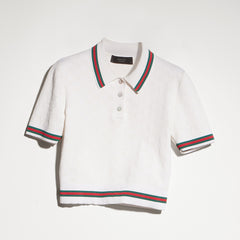 GUCCI GG Extra Fine Cotton Jacquard Polo Shirt and Miniskirt in Ivory #386527