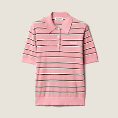 MiuMiu Pink Cotton Knit Polo Shirt #387137