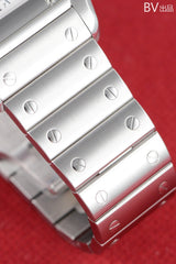 Cartier Santos Silver-plated Pearlescent Roman Numerals Watch #389533