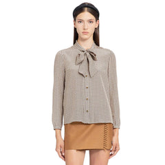 Prada Women's Spring/Fall Fashion Casual Plaid Print Single-Breasted Silk Cardigan Shirt #79458