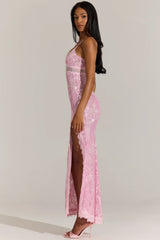 Embellished Lace-Trim Maxi Dress In Blossom Pink
