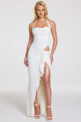 Halterneck Maxi Dress In Pearl