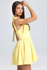 Draped Corset Mini Dress In Daffodil