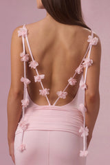 Jersey Draped Gown In Blush