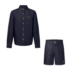LOUIS VUITTON Denim Long-Sleeved Shirt and Shorts #386493