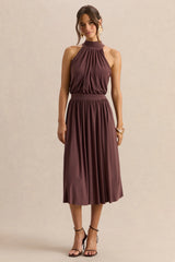 Hedira | Brown High-Neck Midi Dress
