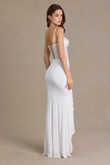 Embellished Lace Corset Gown In Snow