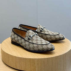 GUCCI Men's Spring/Fall Fashion Casual Round Toe Slip On Flat Low Top Horsebit Loafers Shoes #79272