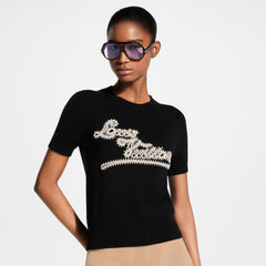 LOUIS VUITTON Embroidered Signature Knit Top #387202