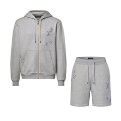 LOUIS VUITTON Embroidered Signature Zipped Hoodie and Shorts #387154
