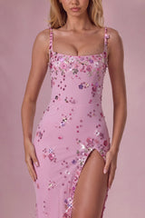 Embellished Corset Maxi Dress In Candyfloss Pink